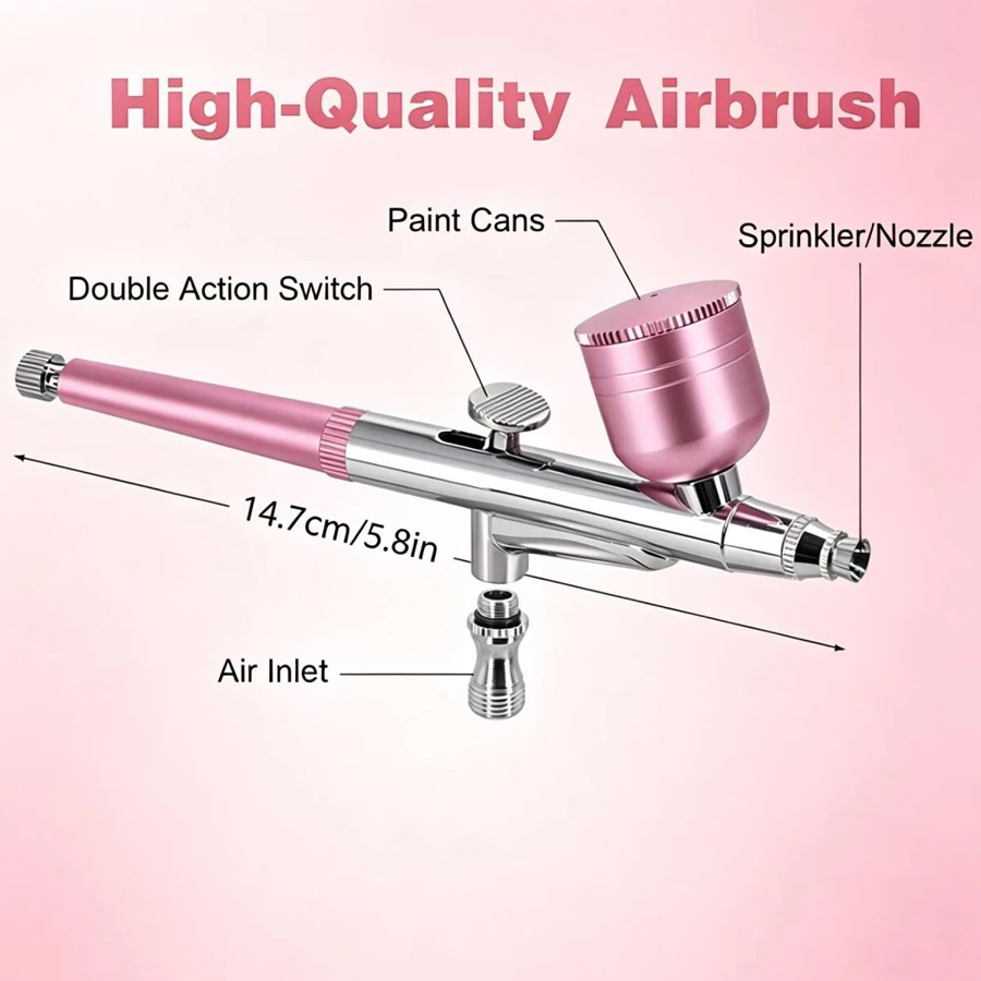  Gravity Dual-Action Mini-Airbrush mit 0,3-mm-Düsen, Spritzpistole für Make-up, Malerei, Nägel, Gesicht, Tattoo-Kunst, Schönheit, Tintenstrahldrucker, Autoreparatur – Detail 6