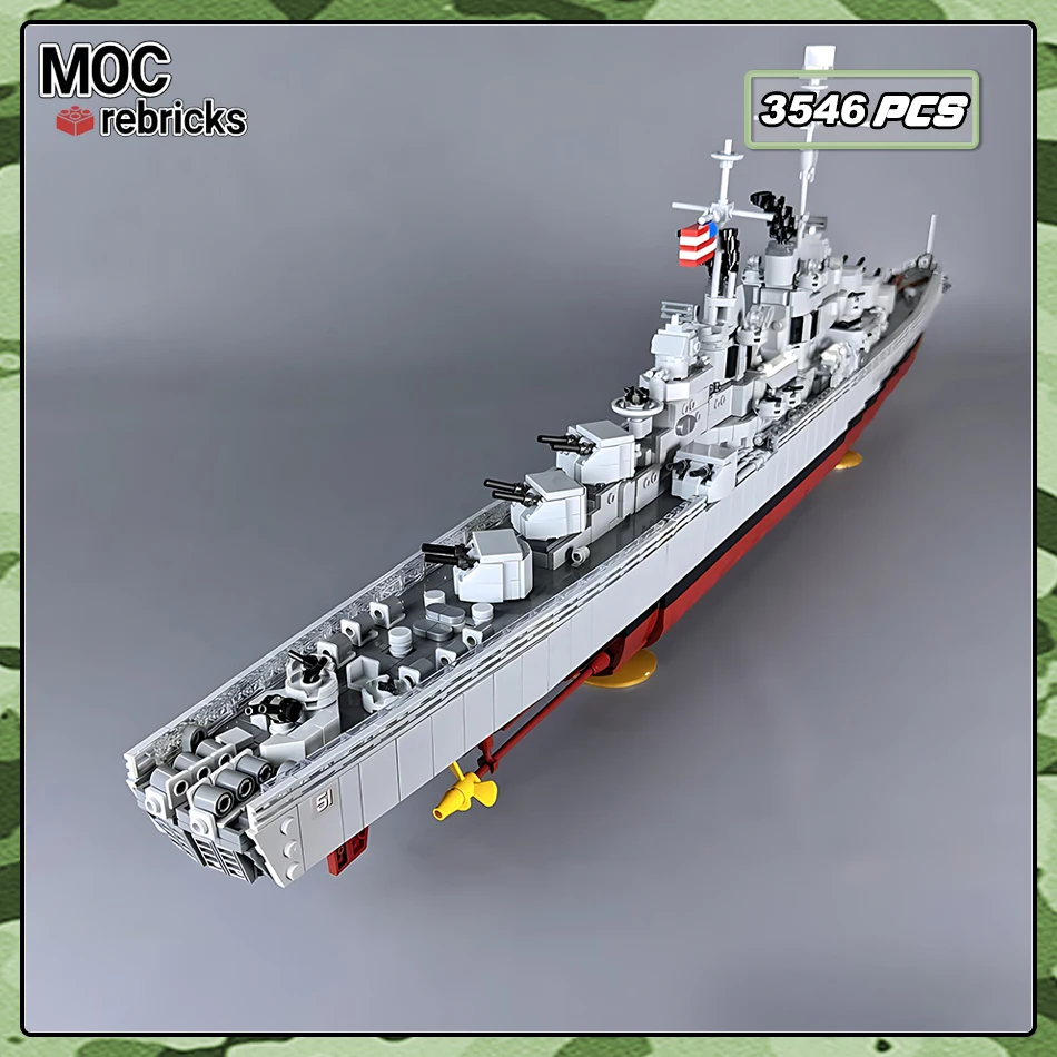 WW II Atlanta-class Cruiser Building Blocks Naval Combat Fleet Model Mini Creative Bricks Ship Toy Children's Birthday Gift