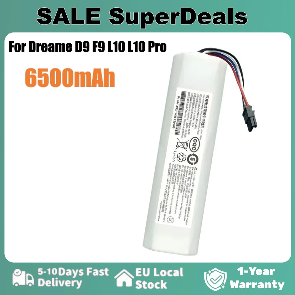 14,4V Ersatzakku für Dreame Roboter-Staubsauger L10s Ultra L10 L10S ULTR 5200mAh Lithium-Ionen-Akku 4INR19/66-2
