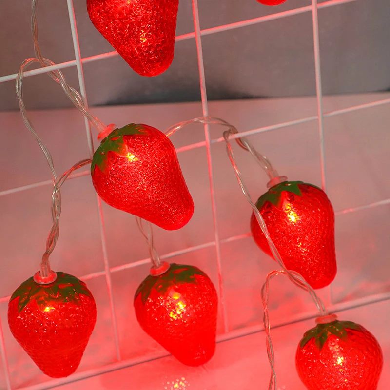 1.5m Red Strawberry Light String Children Room Decoration Lamp 10 LED Lamps Lighting Shine Energy Saving INS Night Light New