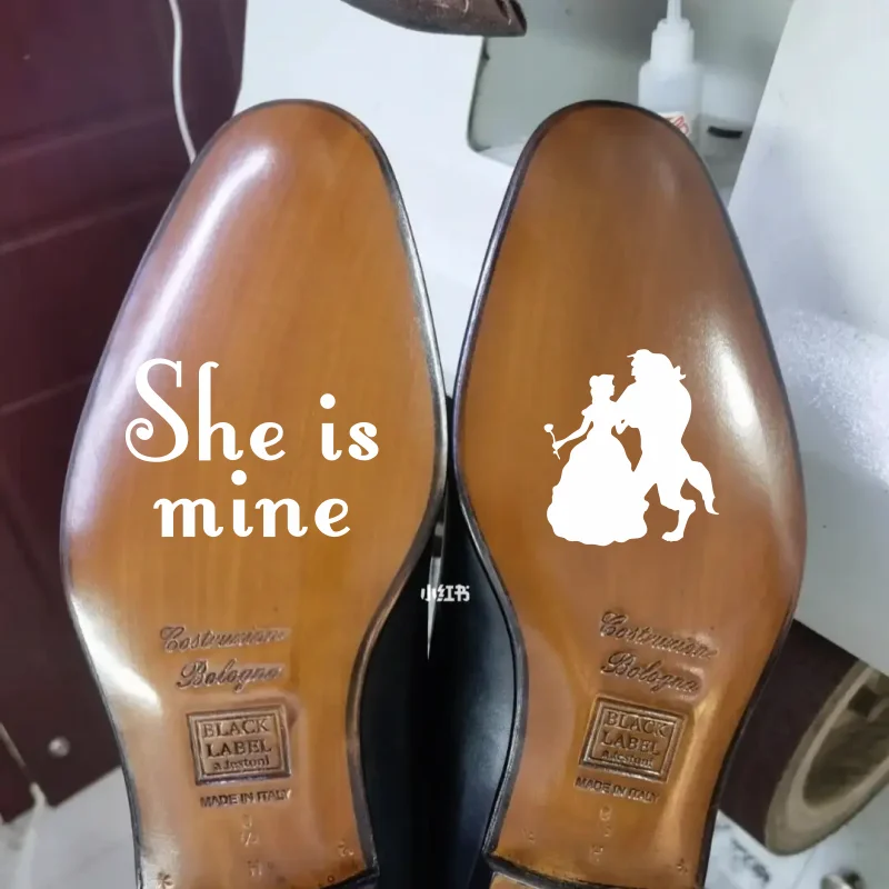 

Wedding Shoe Decals Decor ,Princess Silhouette Vinyl Sticker For Wedding Accessories Shoes Decoration she is mine