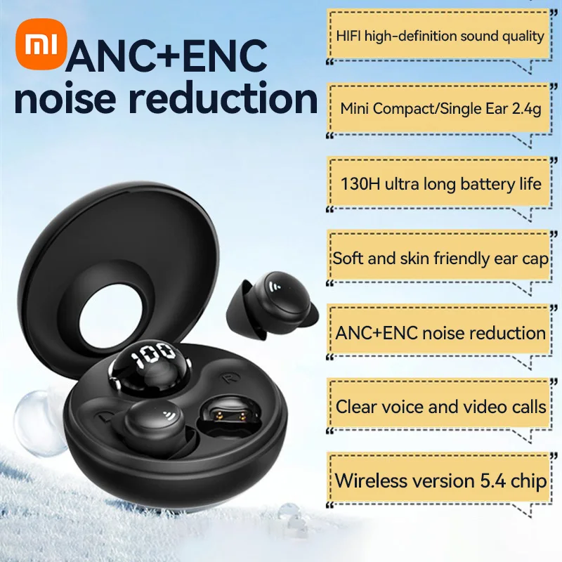 XIAOMI Wireless Earbuds New Small Bluetooth Earphone For Sleeping Invisible In Ear ANC+ENC Noise Cancelling Headset With Mic