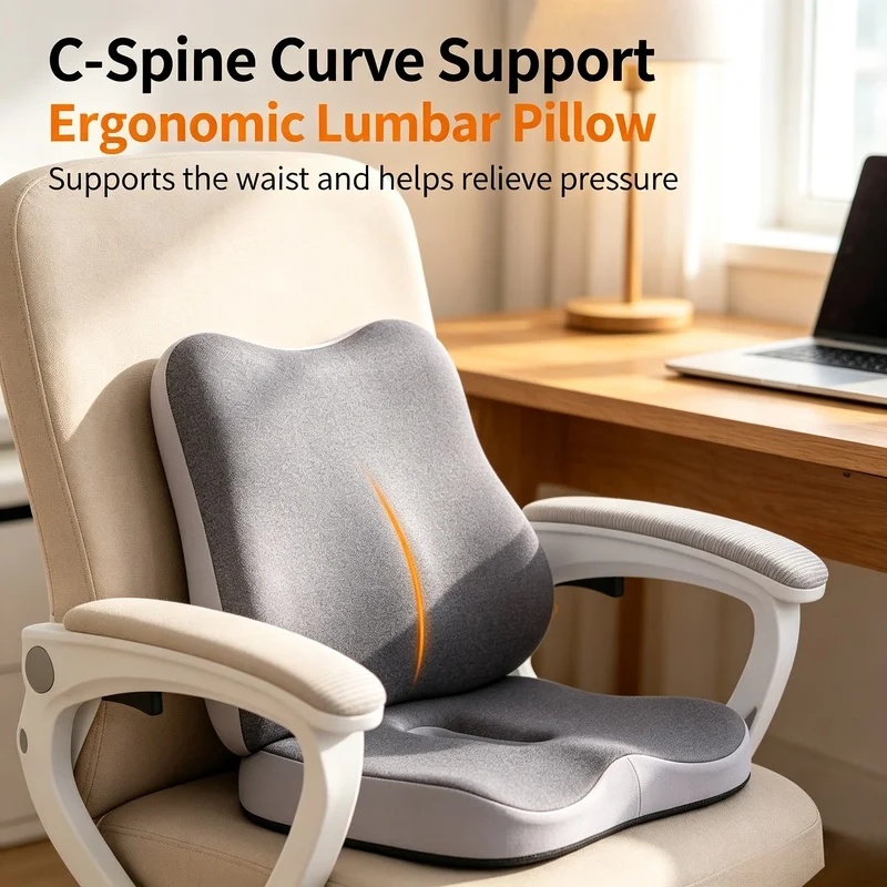 Ergonomic Memory Foam Seat Cushion Tailbone Sciatica Back Pain Relief Non Slip Orthopedic Pad for Office Chair Car Home