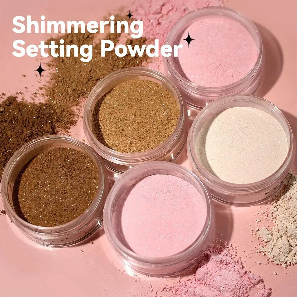 Glitzer Abbinde puder 4 Farben lang anhaltende Öl kontrolle Perl glanz kosmetisches Gesicht Make-up Puder matt natürlich lose Schimmer y7e8