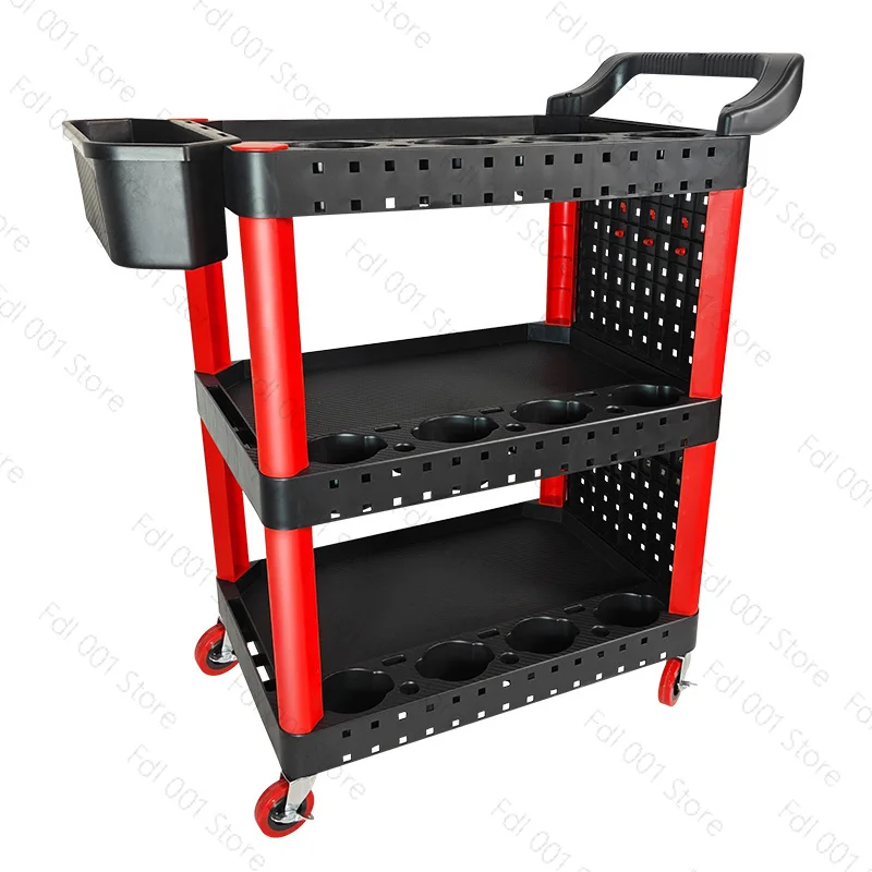 Car beauty tool car car wash film thickened multi-functional three-layer plastic mobile cleaning trolley