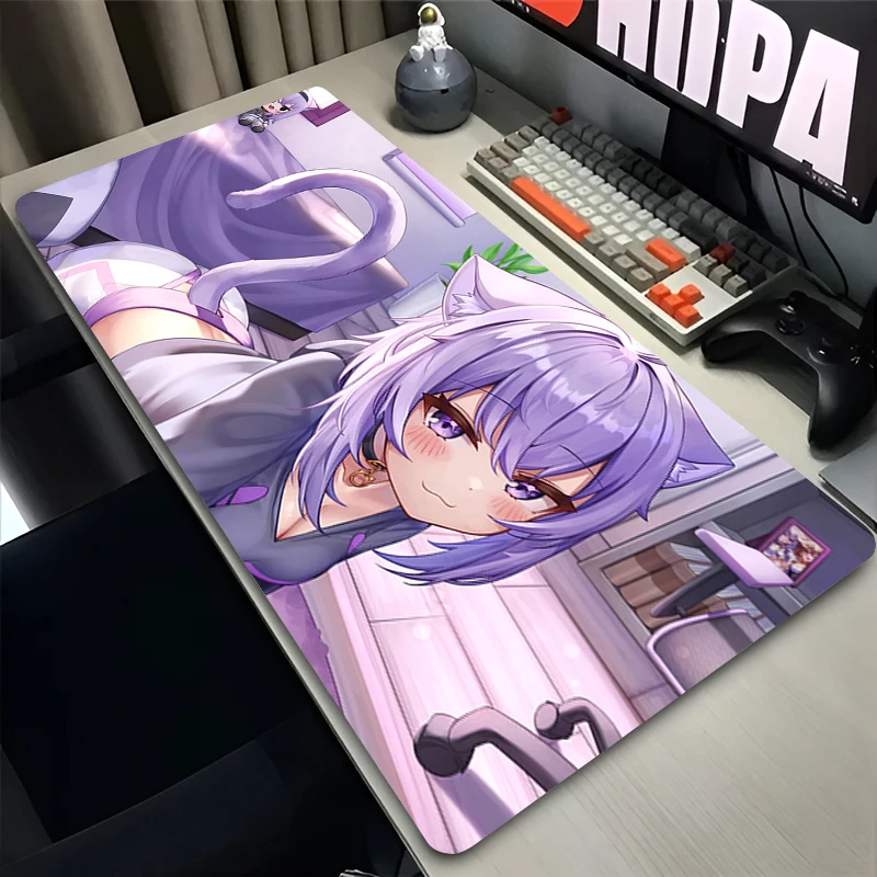 Mouse Pad Laptop Anime Extended Desktop Mat Computer Gamer H-hololive Nekomata Okayu Mousepad PC Gaming Accessories Keyboard Pad