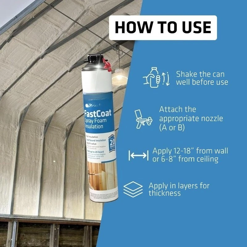Fastcoat Fire Rated Spray Foam Insulation (12x27.1 oz.) Closed Cell Expanding Polyurethane Foam - Heat and Acoustic