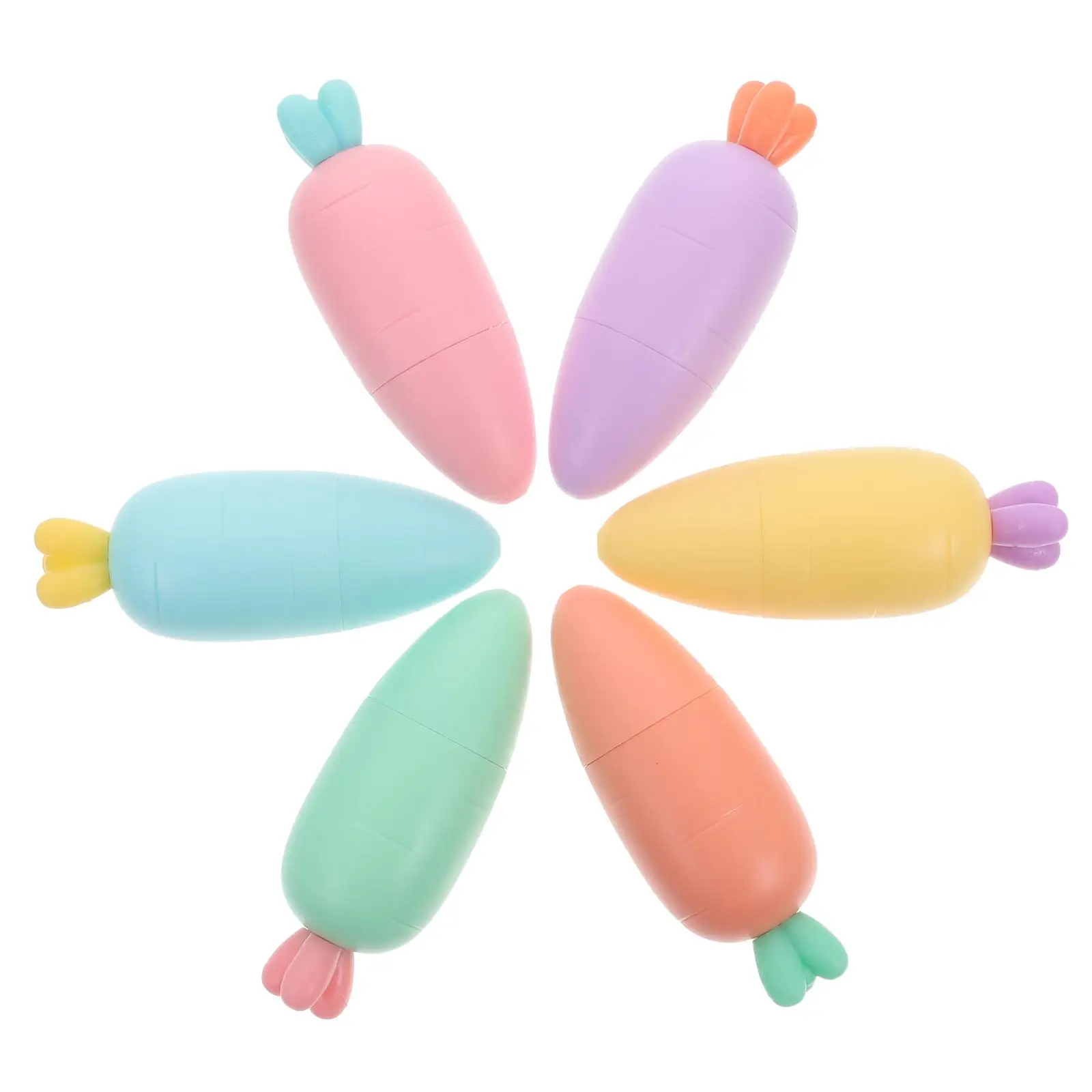 6 Pcs Aesthetic Cute Carrots Fluorescent Pens Fluorescent Highlighter Pens Kids School Supplies Office Tools Color Coding