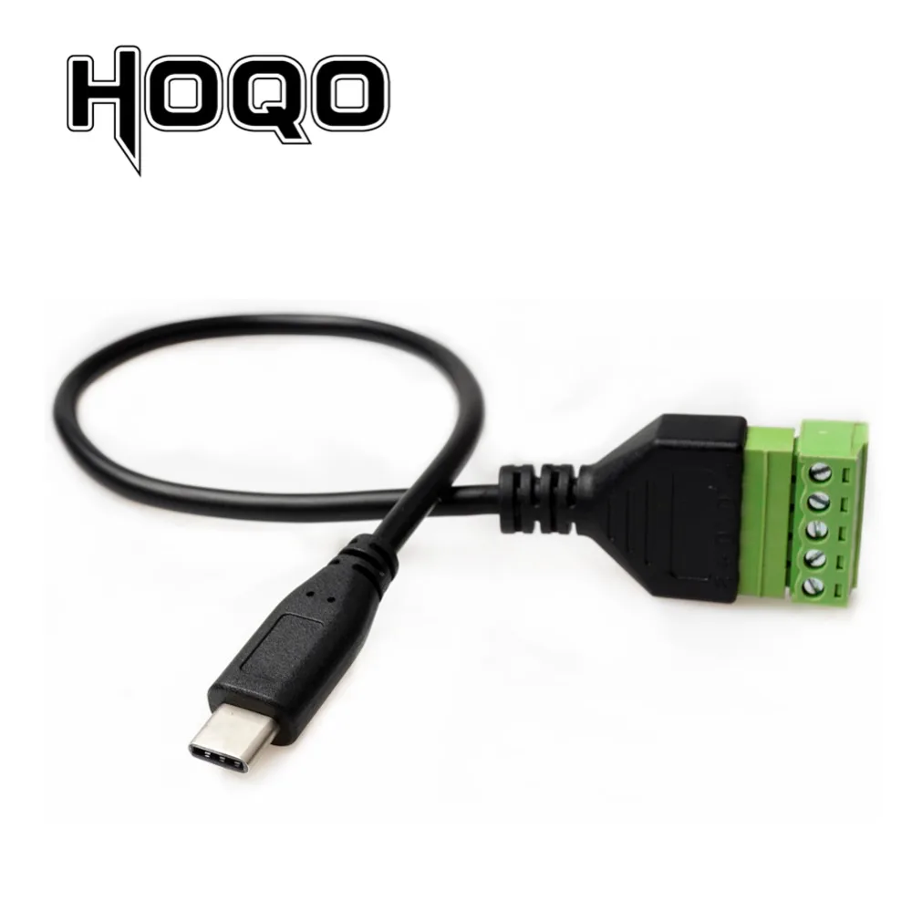 USB Type-C to 5 Pin Screw Connector USB Jack with Shield USB-C to Screw Terminal adapter diy Power supply wiring terminal screw