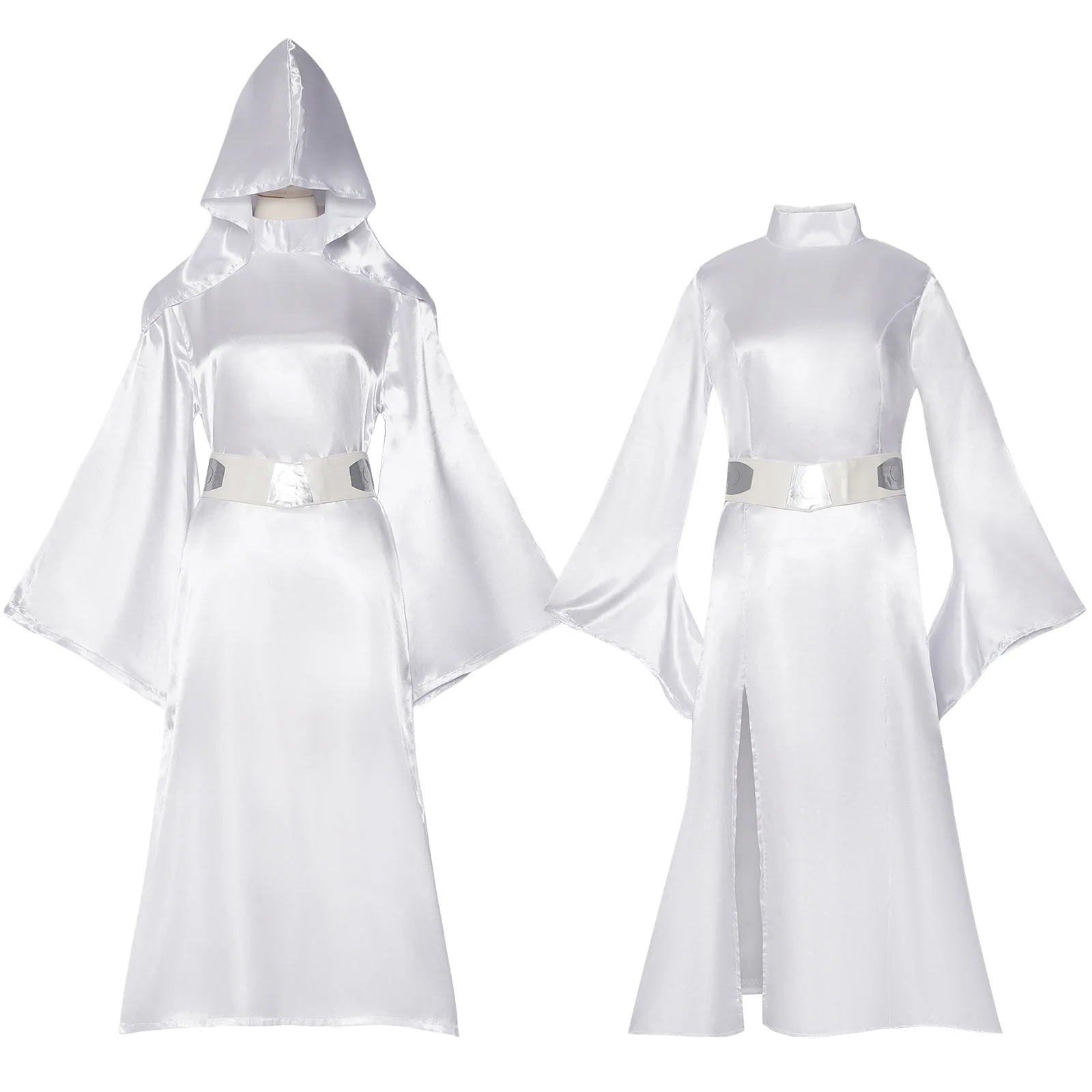 

Leia Cosplay Role White Robe Movie Space Battle Princess Costume Adult Women Roleplay Fancy Dress Up Party Clothes