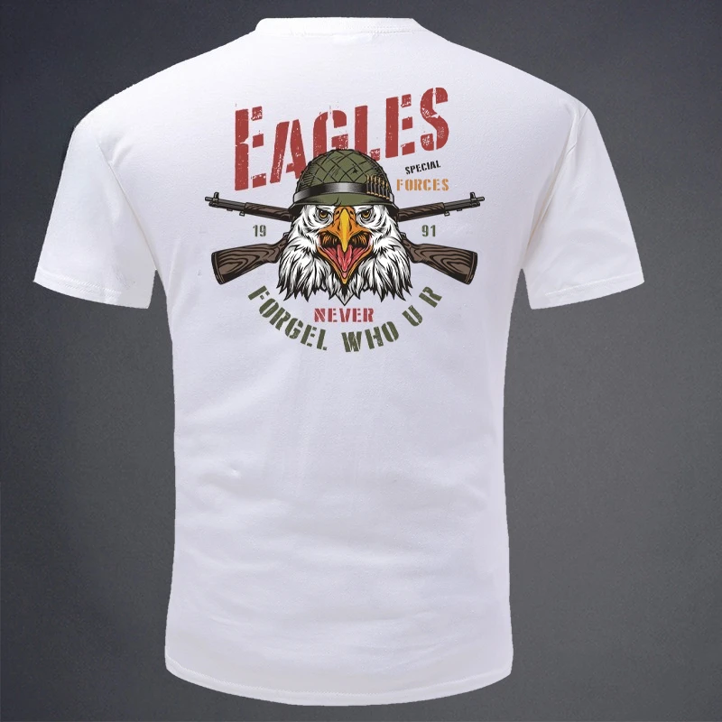 Rare Summer New Club-themed Hunting Series Eagle Head Sniper Round Neck Short-sleeved T-shirt Military Enthusiast Short-sleeved