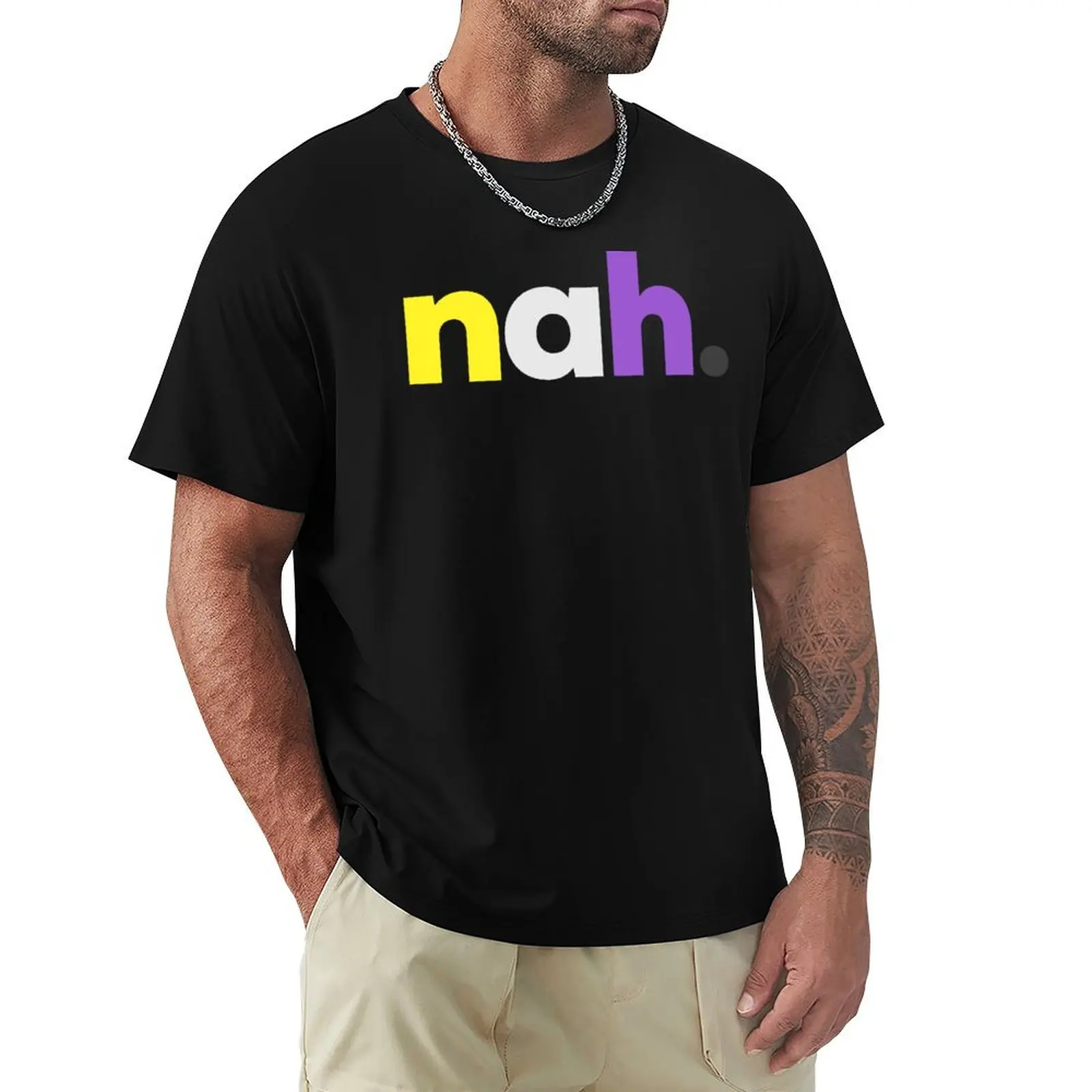 

nah. LGBTQ Nonbinary Pride T-Shirt anime figures oversized street wear boys whites heavy weight t shirts for men