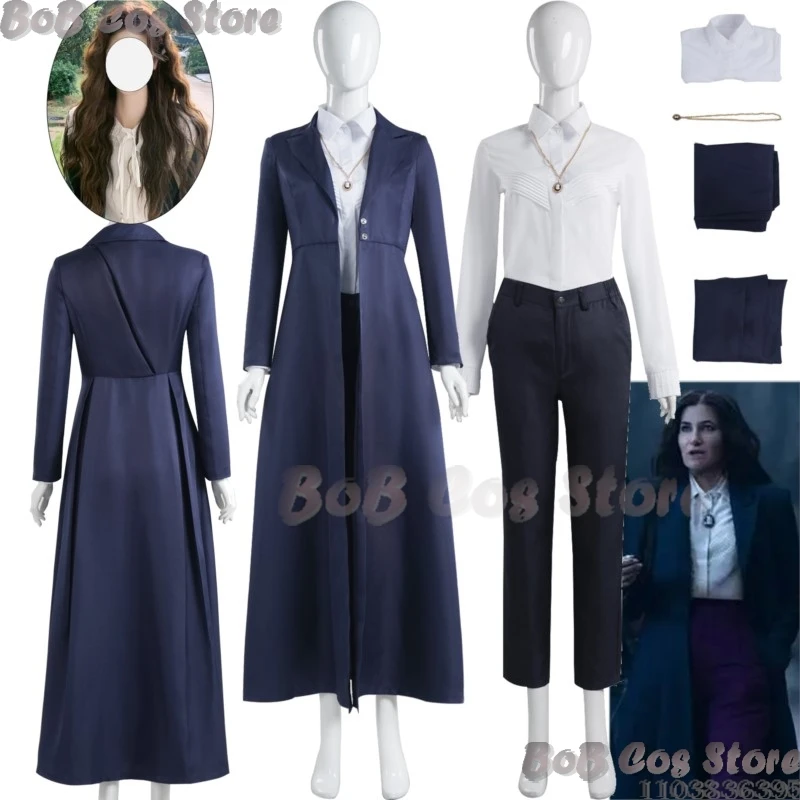 Agatha Harkness Witch Agatha TV All Along Cosplay Costume Prop Women Curly Wig Necklace Holloween Party Show Roleplay Uniform