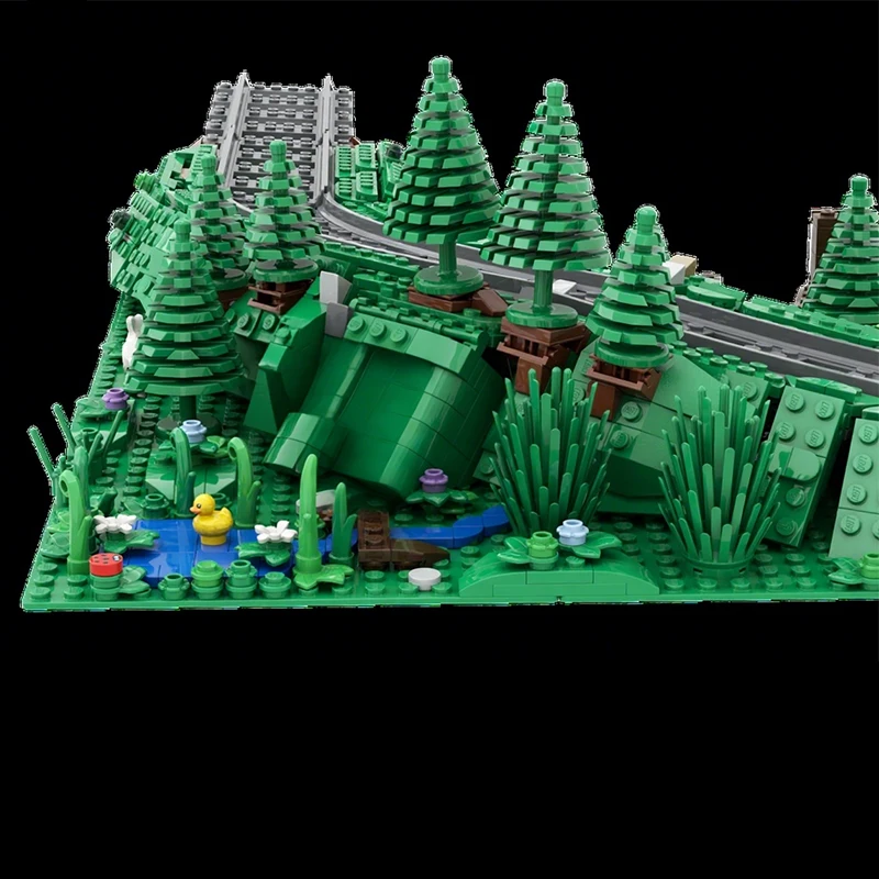 

881PCS MOC Hiking Path & Forest Train Track Scenic Nature DIY Model Building Blocks Birthday Gift for Adults