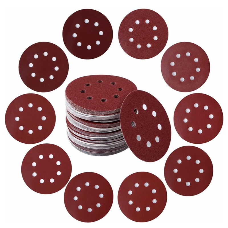 10pcs 5inch 8 Holes Sanding Disc 40 60 80 120 240 400 600 800 1000 1200 2000 Grit Sandpaper Hook and Loop Sanding Grinding Discs