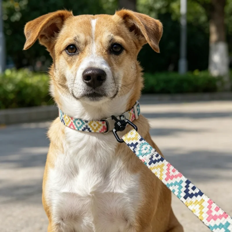 Conjunto collar y correa colorido para perros y gatos pequeños - imagen 5