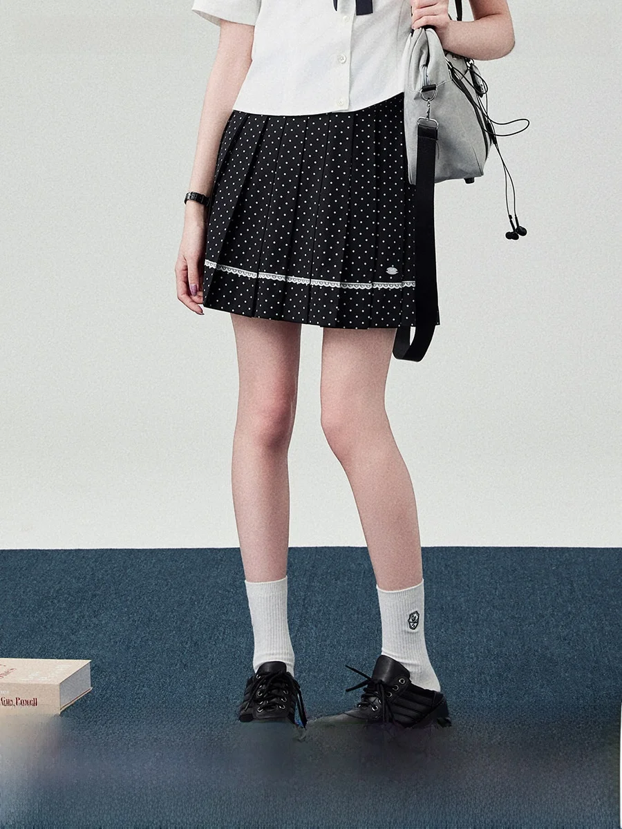 

Комплект из двух предметов: юбка в горошек и топ для девушек, весенний модный комплект в стиле JK, короткая юбка-пудель, наряд для студенток колледжей