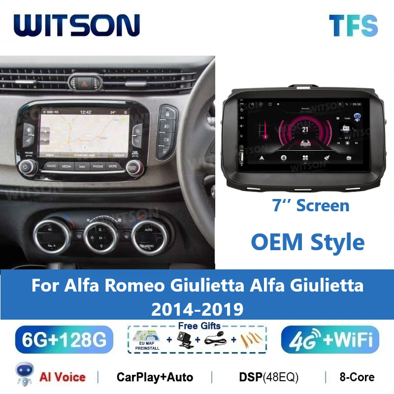 WITSON Android 14 Auto Stereo For Alfa Romeo Giulietta Alfa Giulietta 2014-2019 Car Radio Multimedia GPS Navi Carplay Audio