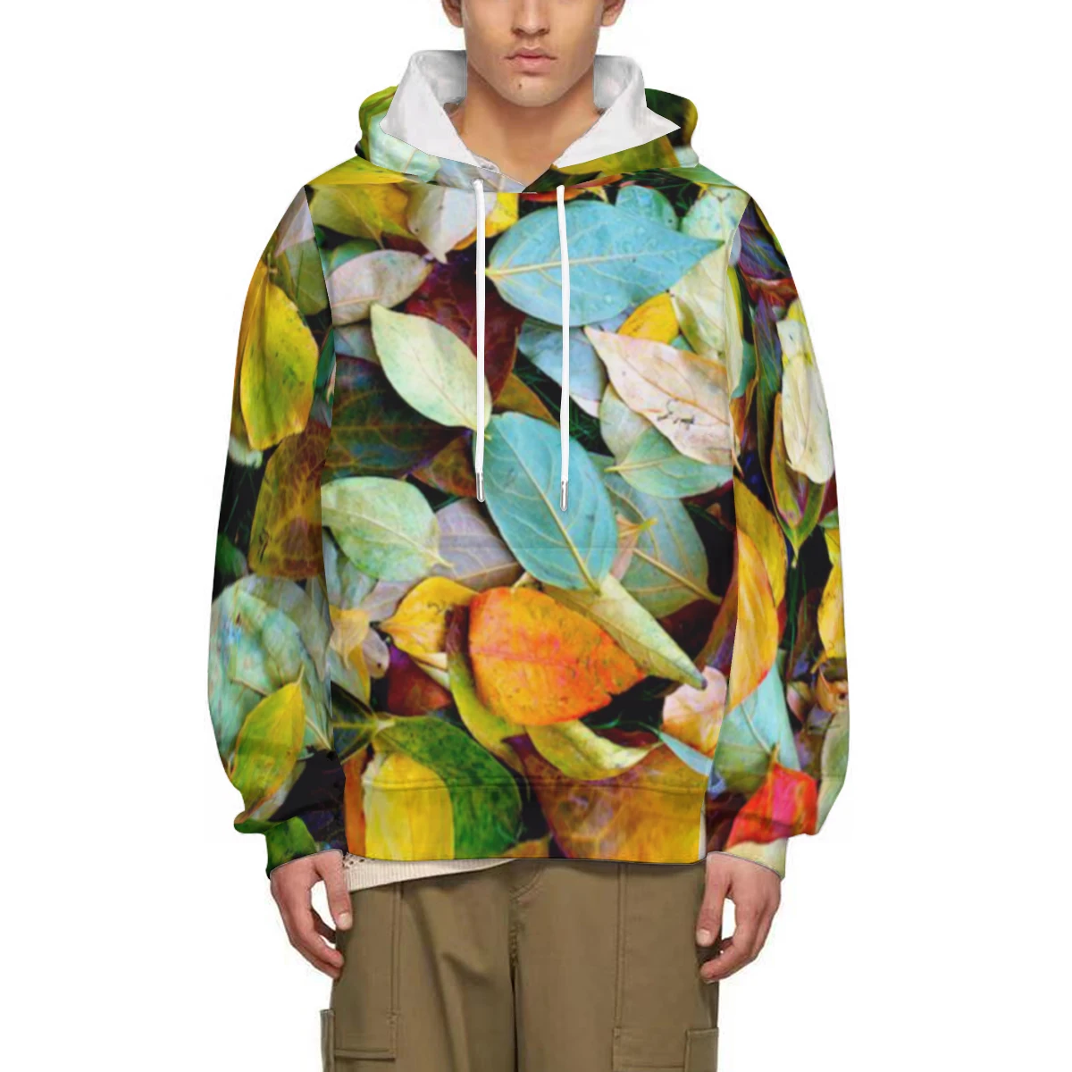 Hawaiian Brown Elm Tree and Flower Art Hoodie Sweatshirt 3D Print Novelty Hoodie Printed Pullover Sweatshirts For Men