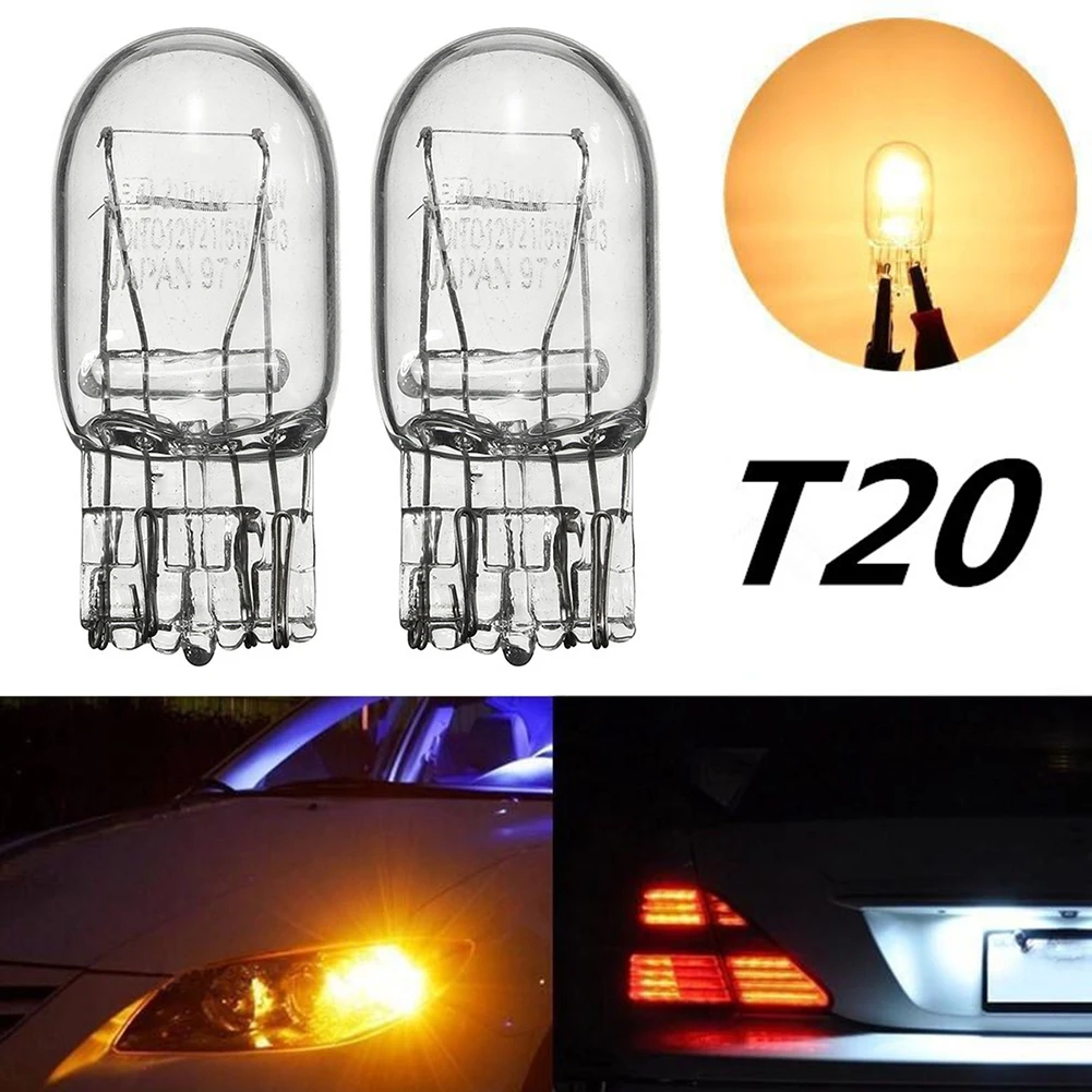 10Pcs T20 7443 W21 5W Clear Glass Car Turn Signal Brake Stop Tail Lights Bulb Daytime Running Lights Turn Stop Brake Tail Bulbs