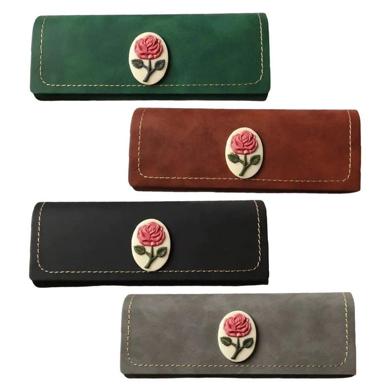 

Винтажный футляр для очков с розовым узором, коробка для хранения солнцезащитных очков и очков, унисекс, износостойкая сумка для очков из искусственной кожи