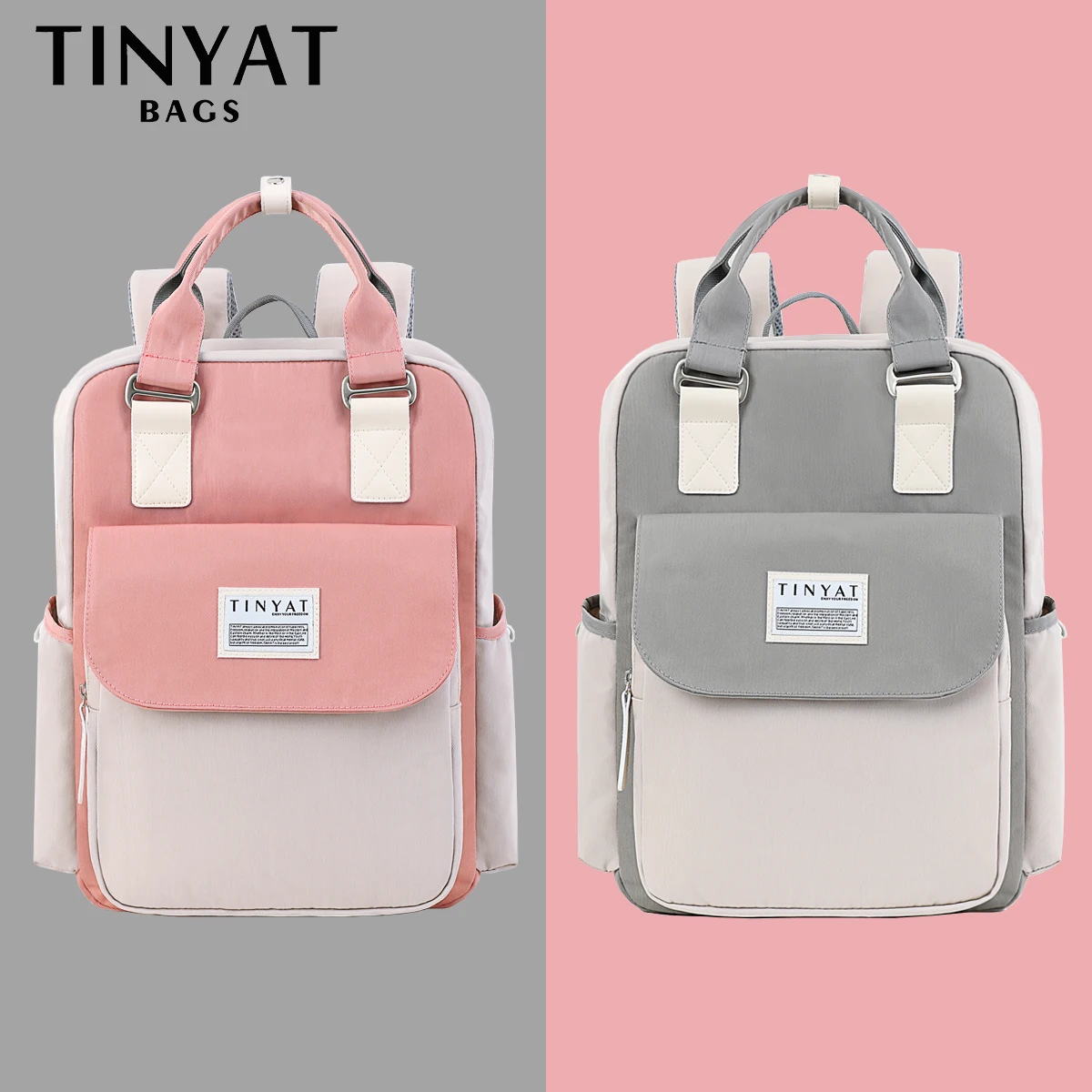 

TINYAT противоугонный рюкзак для ноутбука для женщин, водонепроницаемый студенческий рюкзак, 14-дюймовый рюкзак для деловых поездок с запирающейся молнией