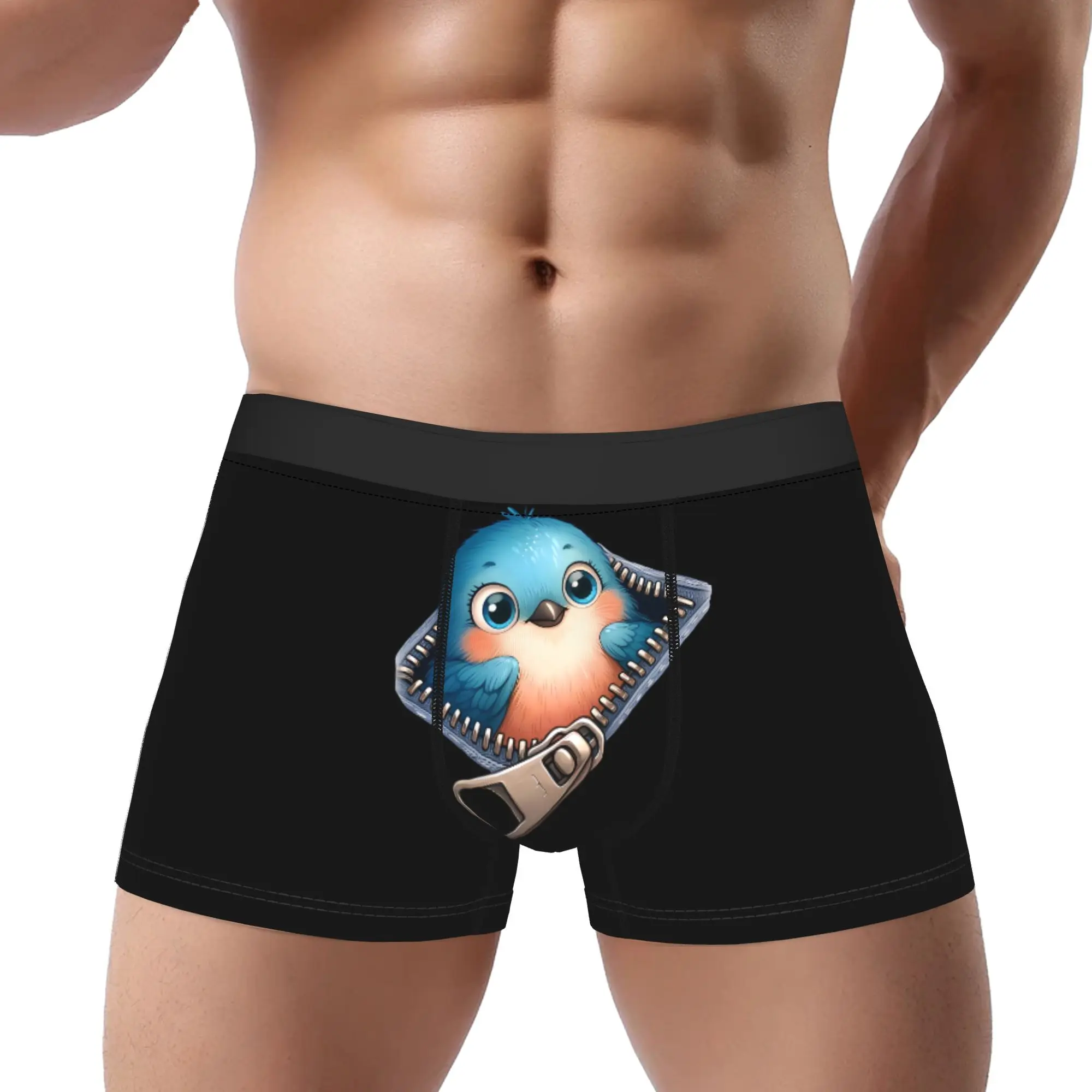 

Zipper Cute Animal Bird Underwear Man Polyester Boxer Briefs Underpants Printed