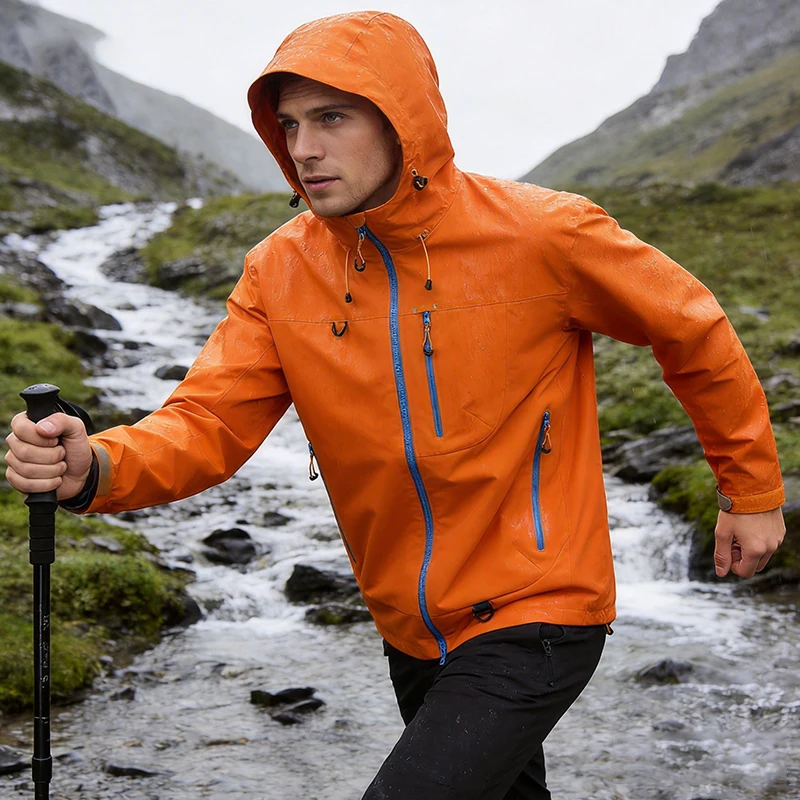 2026 Wasserdichte Wanderjacken für Herren, Frühling Outdoor-Bergsteigerjacke, Lässiger Kapuzenmantel, Herbst Winddichte Herrenjacke