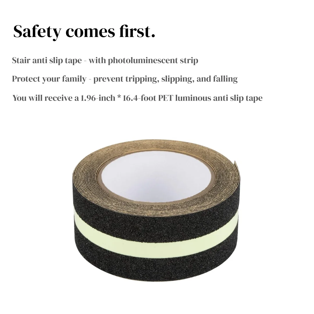 Luminous Anti Slip Tape, Heavy-Duty Stair Safety Strip, Suitable for Outdoor or Indoor Steps, 2-Inch X 16.4-Foot Anti Slip Tape