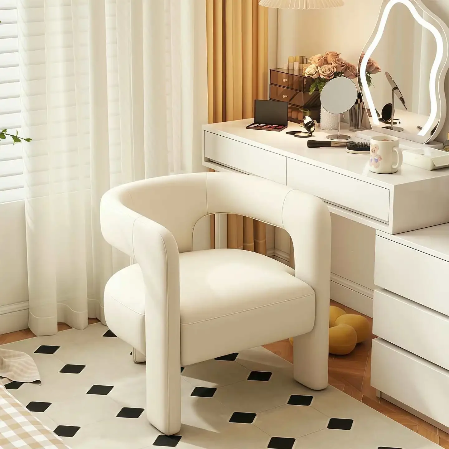 

d2 Makeup Chair Light Luxury Single Sofa Chair Women's Bedroom High-End Makeup Chair Dressing Negotiation