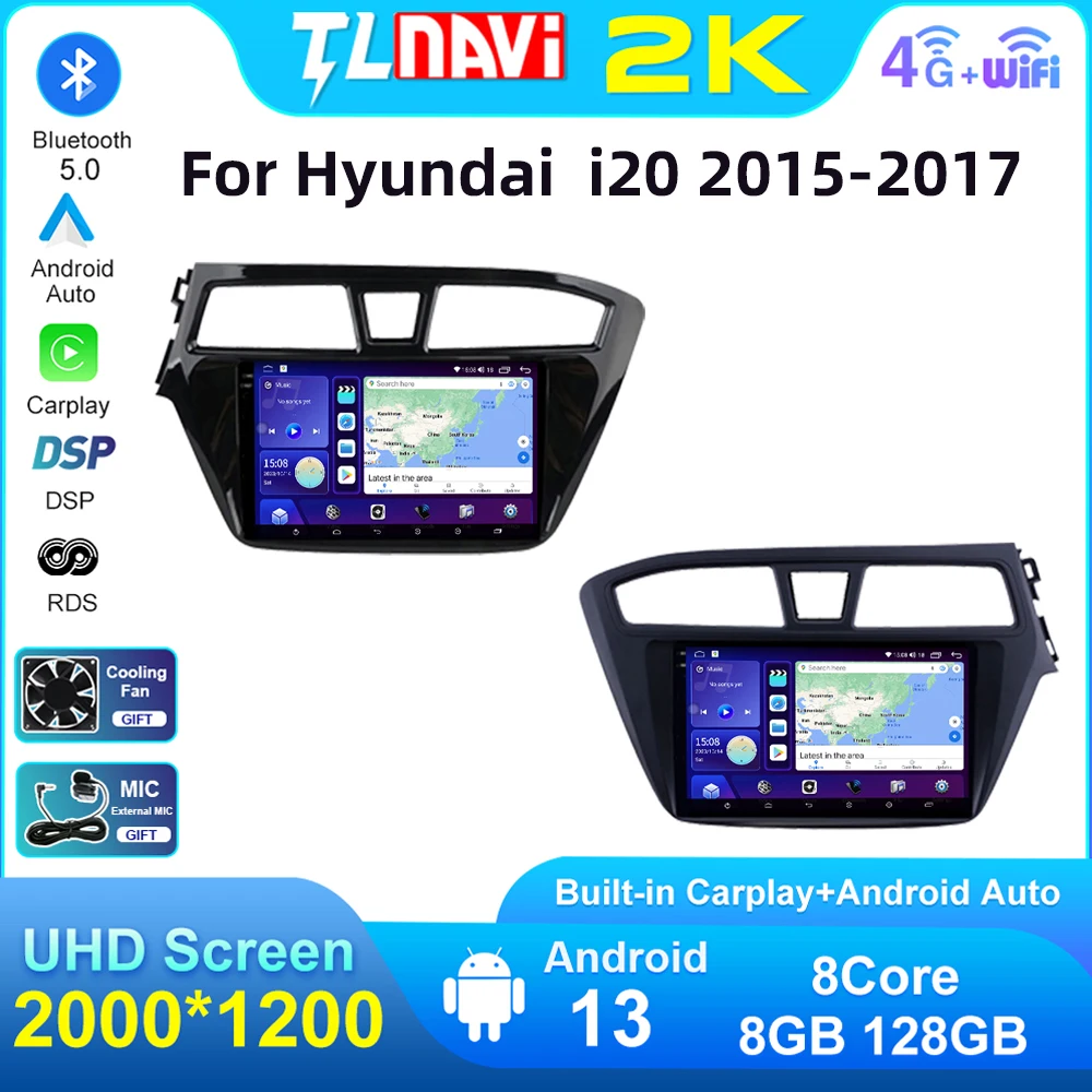 

Android Auto Car Radio Multimedia Player For Hyundai i20 2015 2016 2017 GPS Navigation Stereo Carplay Head Unit