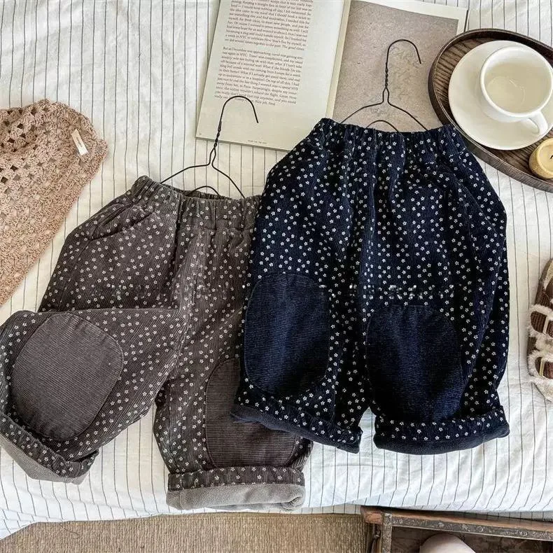 

Зимние детские флисовые брюки, повседневные штаны для маленьких мальчиков, утепленные флисовые винтажные шаровары для девочек, детские бархатные вельветовые теплые штаны