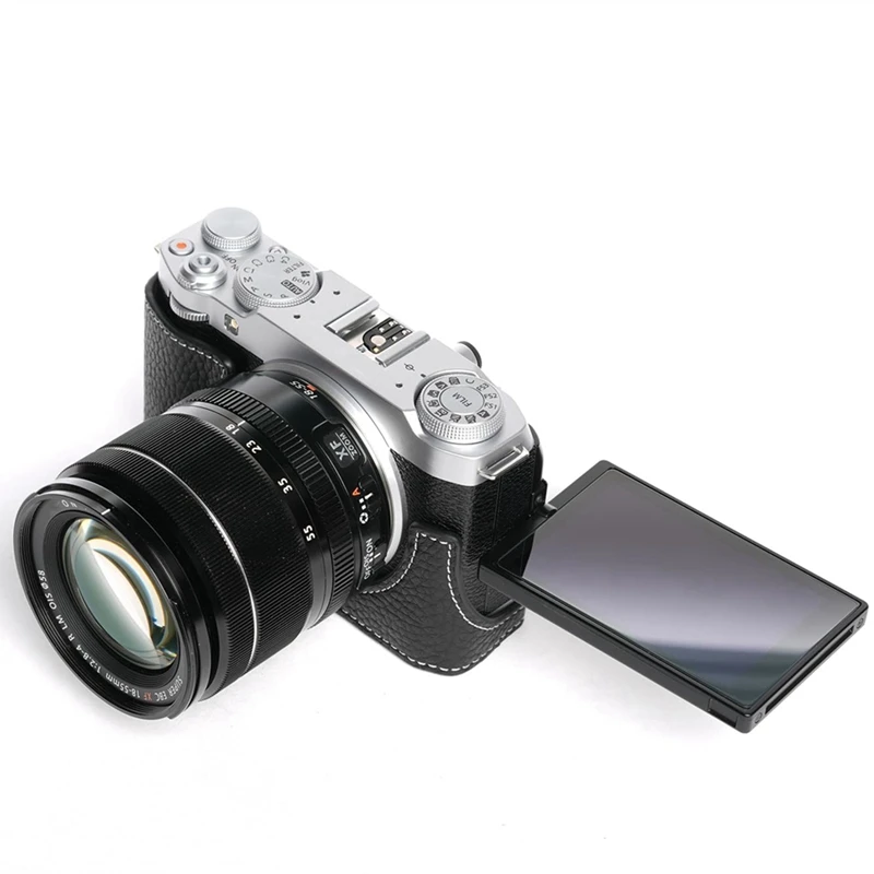 Camera Protective Case For Fujifilm XM5 Retro PU Cover Half Base Mount For Fuji X-M5 Accessories