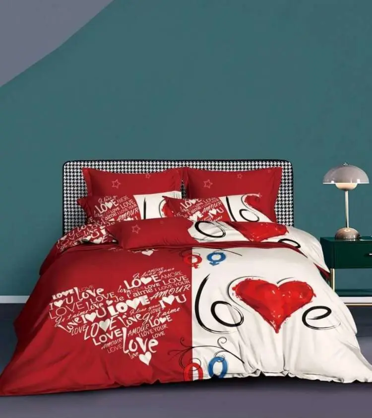 Home Living Luxury 3D Colorful Hearts Print 2/3Pcs Soft Duvet Cover PillowCase Kids Bedding Sets Queen and King Size Duvet Cover