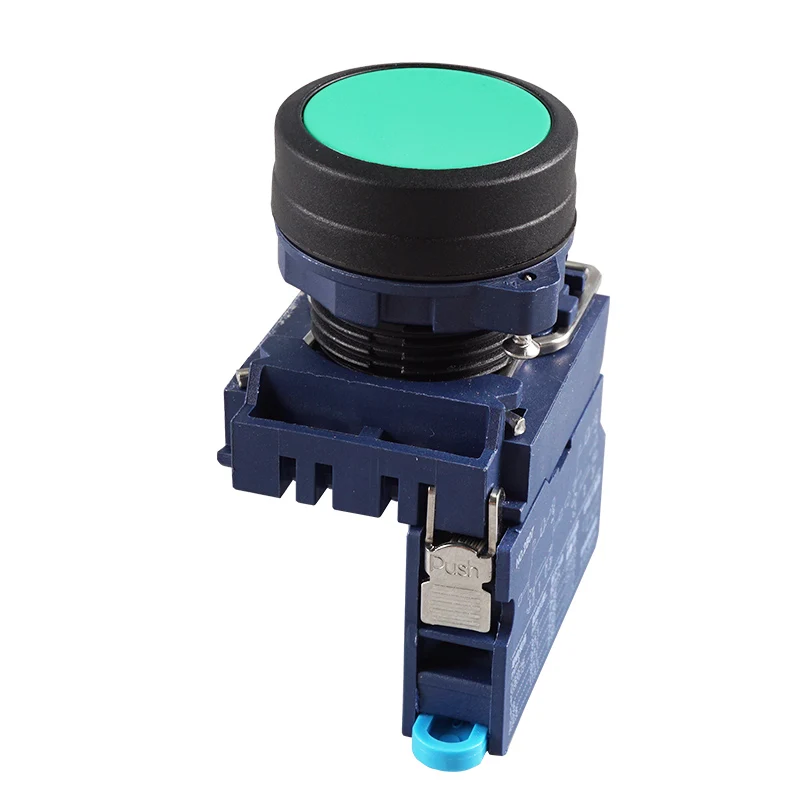 Huaqingjun No Led Reset Frosted Plastic Head Normal Open Push Button Switch for PLC