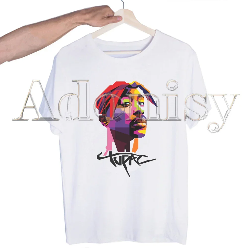 2 Pac Tupac Printed T Shirt Men Retro Washed Tops Tees Harajuku Tshirt Streetwear Hip Hop Male T-shirts