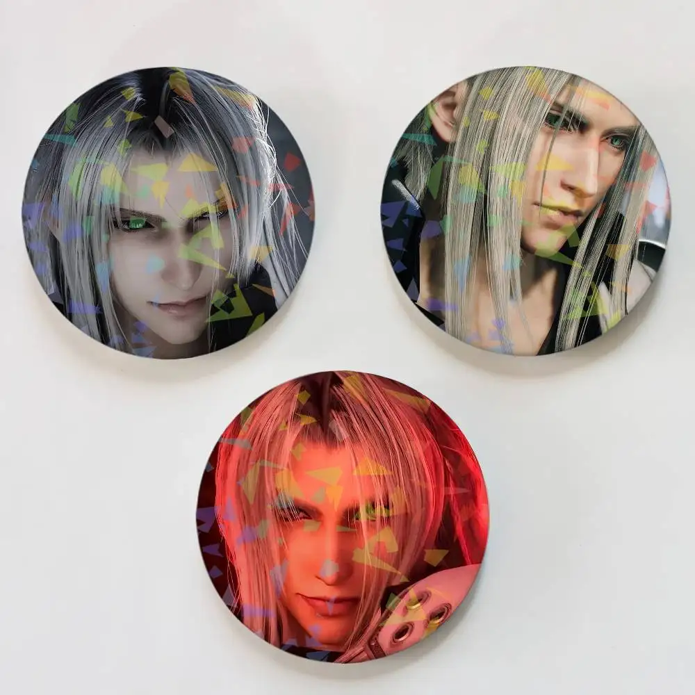 Sephiroth Game Final Fantasy VII Round Badge for Backpack Accessories Laser Lapel Pins Jewelry Gifts