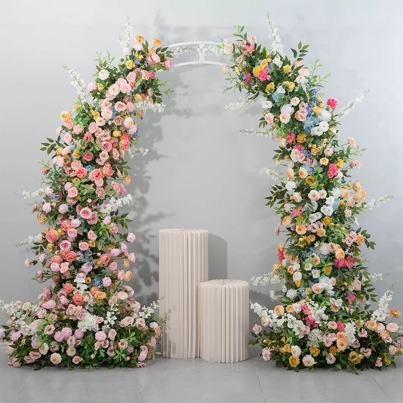 Uflower Colorful Rose Hydrangea Greenery Wedding Backdrop Horn Decor Arrangement Floral Event Prop Flower Row Window Displays