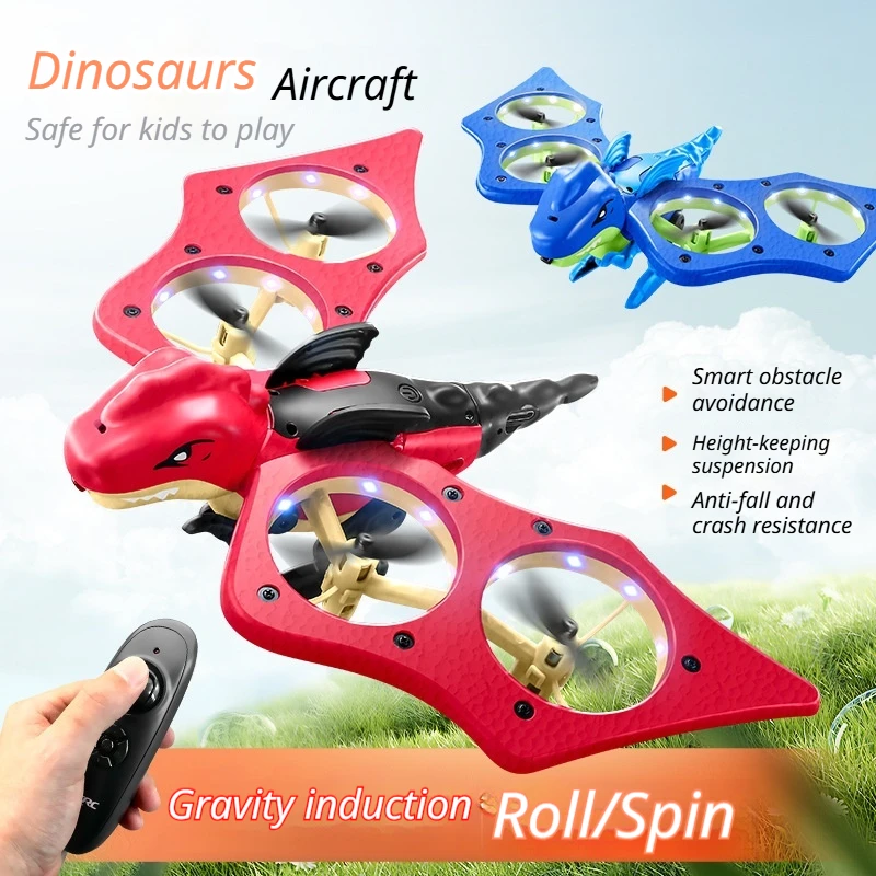 New 4DRC V48 Dinosaur RC Aircraft Foam Quadcopter Gravity Induction Obstacle Avoidance Remote Control Drone Toy For Boys Kids