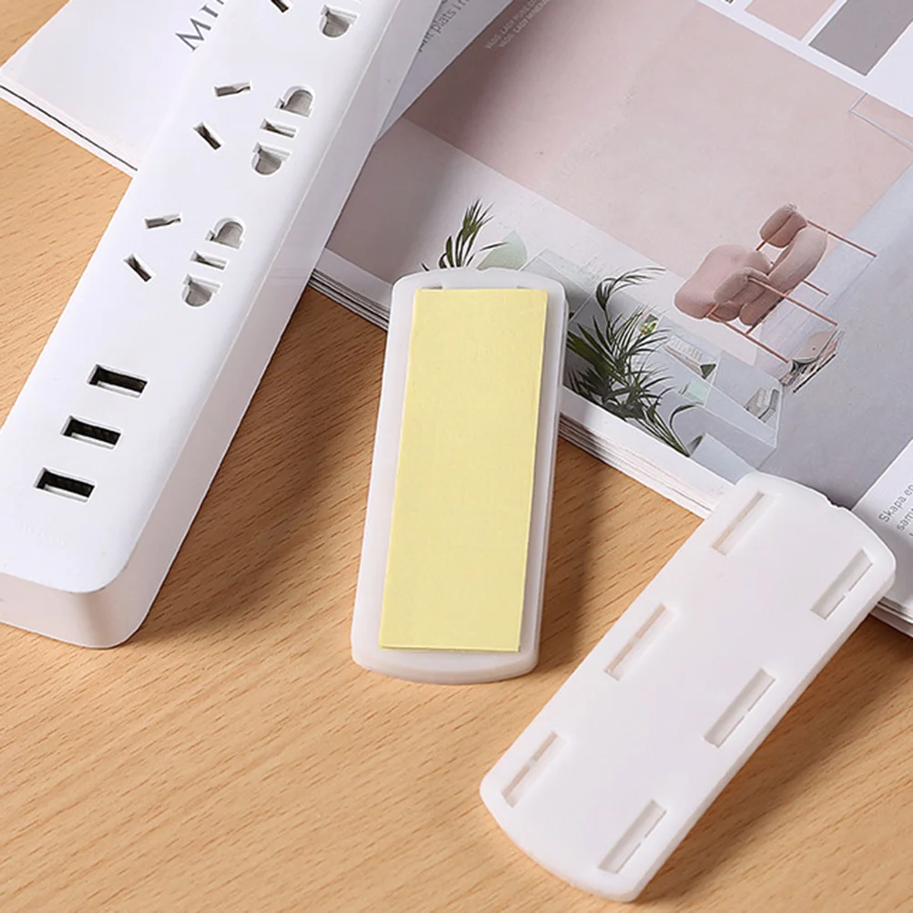 

3Set Plug Board Holder Adhesive Socket Hanger No Punch Mounting Patch Panel Storage Container for Home Office Use White