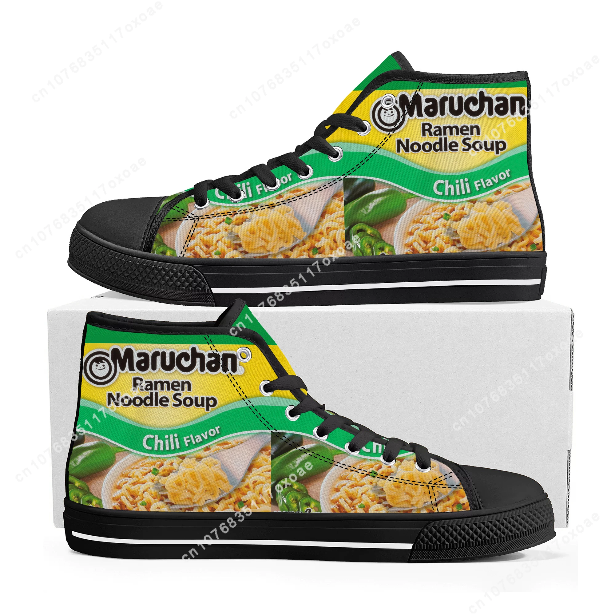 Maruchan Ramen Noodles High Top Sneakers Mens Womens Teenager High Quality Canvas Sneaker couple Casual Shoe Customize Shoes