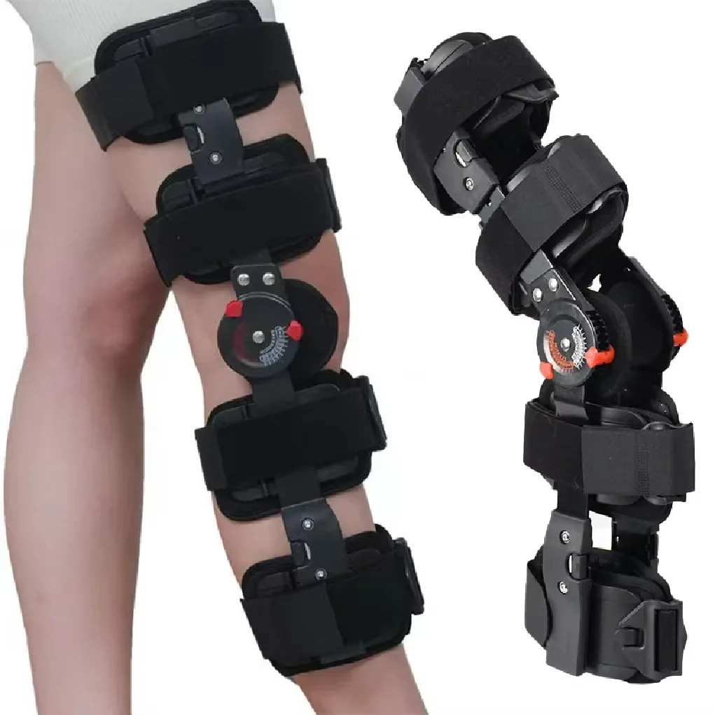 Hinged Adjustable ROM Orthopedic Support Stabilizer Knee Brace for Post Surgery Recovery Injury Rehabilitation Health Care