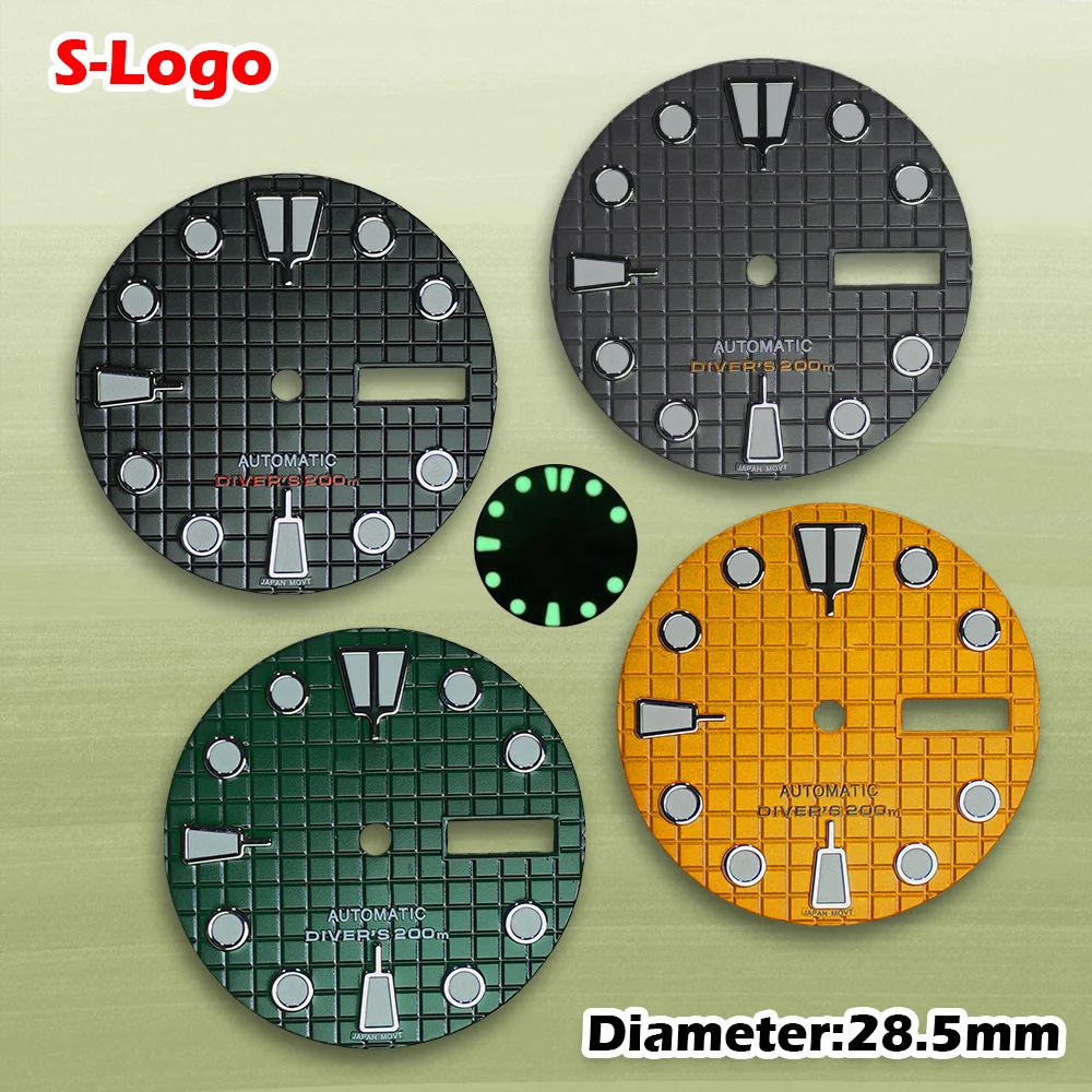 NH35/NH36 Waffle Dial 28.5mm S-Logo-Double Calendar Mechanical Movement Mod Part for Watch Customization