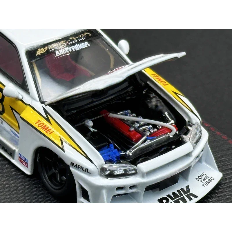 1:64 LBWK Skyline GTR ER34 Super Silhouette Lightning Opened Hood Diecast Diorama Car Model Collection Street Weapon