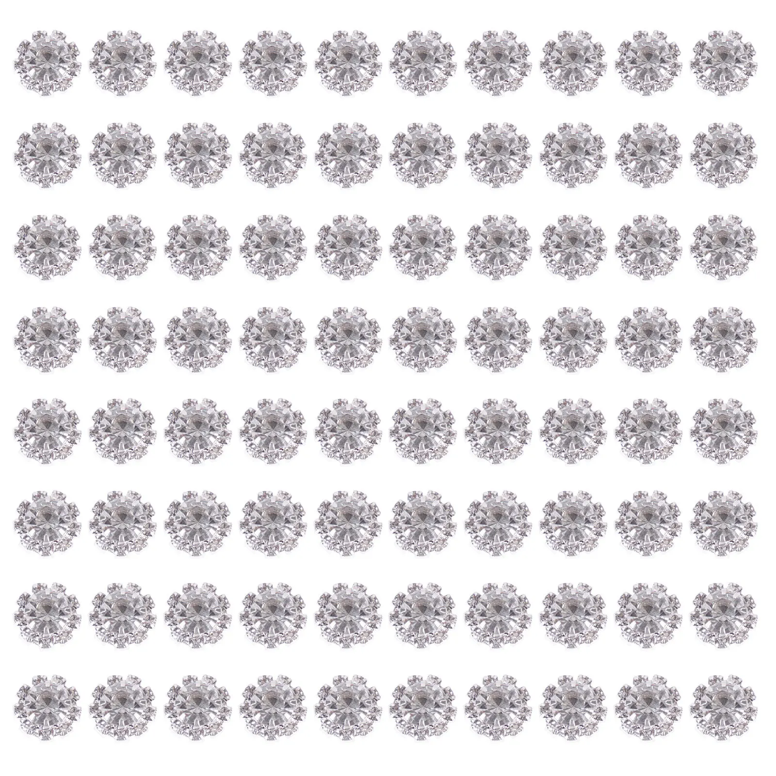 

100Pcs Decorative Alloy Rhinestone Buttons Flower Design Charms for DIY Clothes Dress Accessories Craft Sewing Embellishment