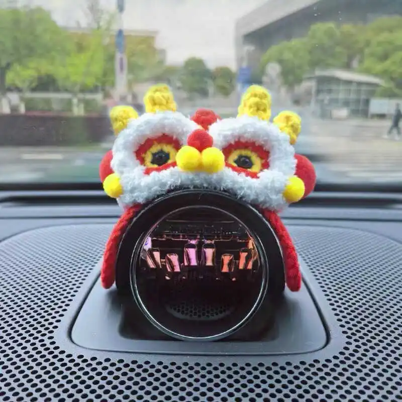 for AITO M9 M5 M7Ultra S7 sound cap, Chinese lion dance speaker decoration, cute and interesting handmade crochet