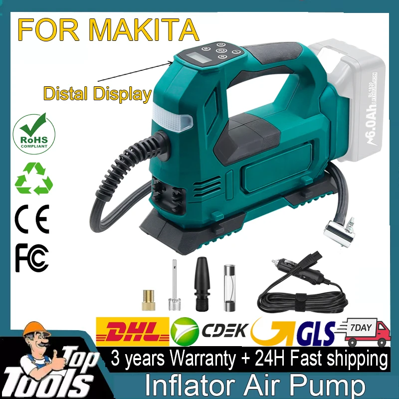 Portable Air Pump For Makita 18V Battery Wireless Air Pump Electric Compressor For Car Tire / Bicycle / Ball Inflation