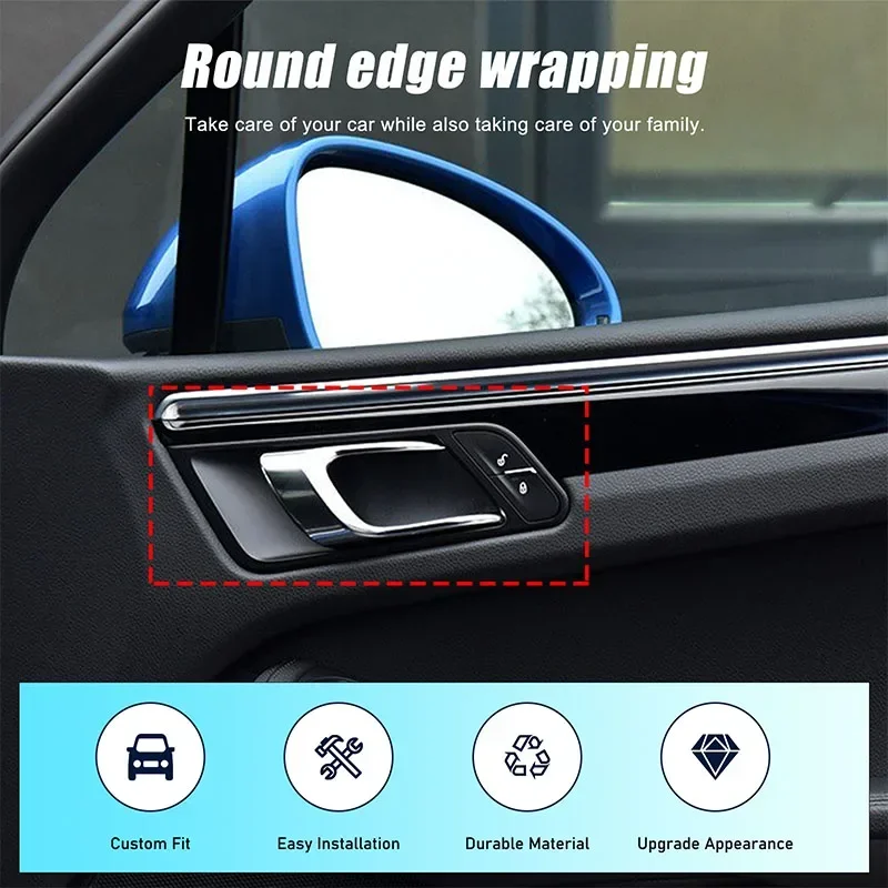 For Porsche Macan2014-2022 Car Interior Door Bowl Decorative Sticker Real Carbon Fiber Interior Accessories 4 Pcs