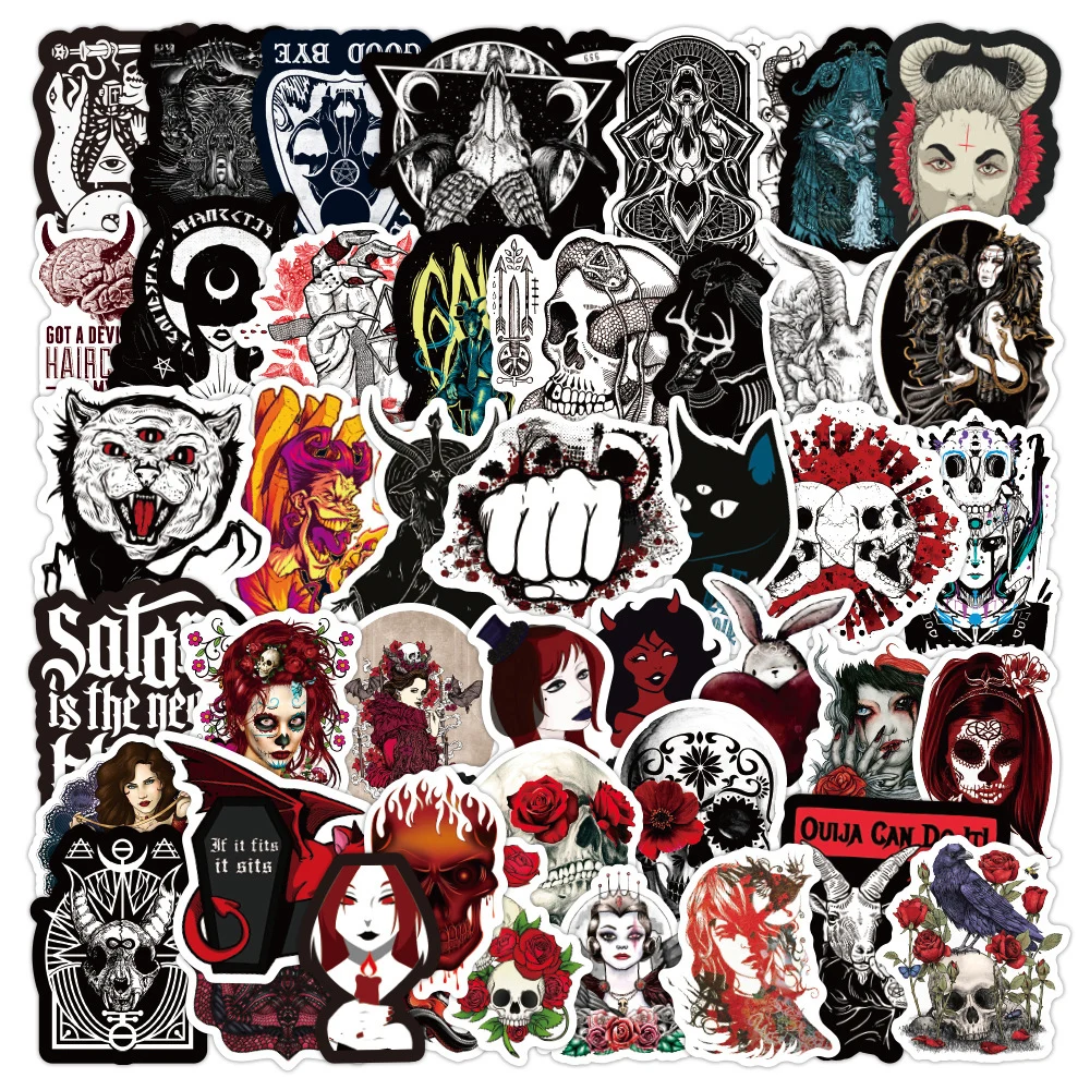 

10/30/50/100pcs Dark Red Gothic Punk Devil Stickers Waterproof Graffiti Phone Laptop Motorcycle Vintage Cool Sticker Toys Gift