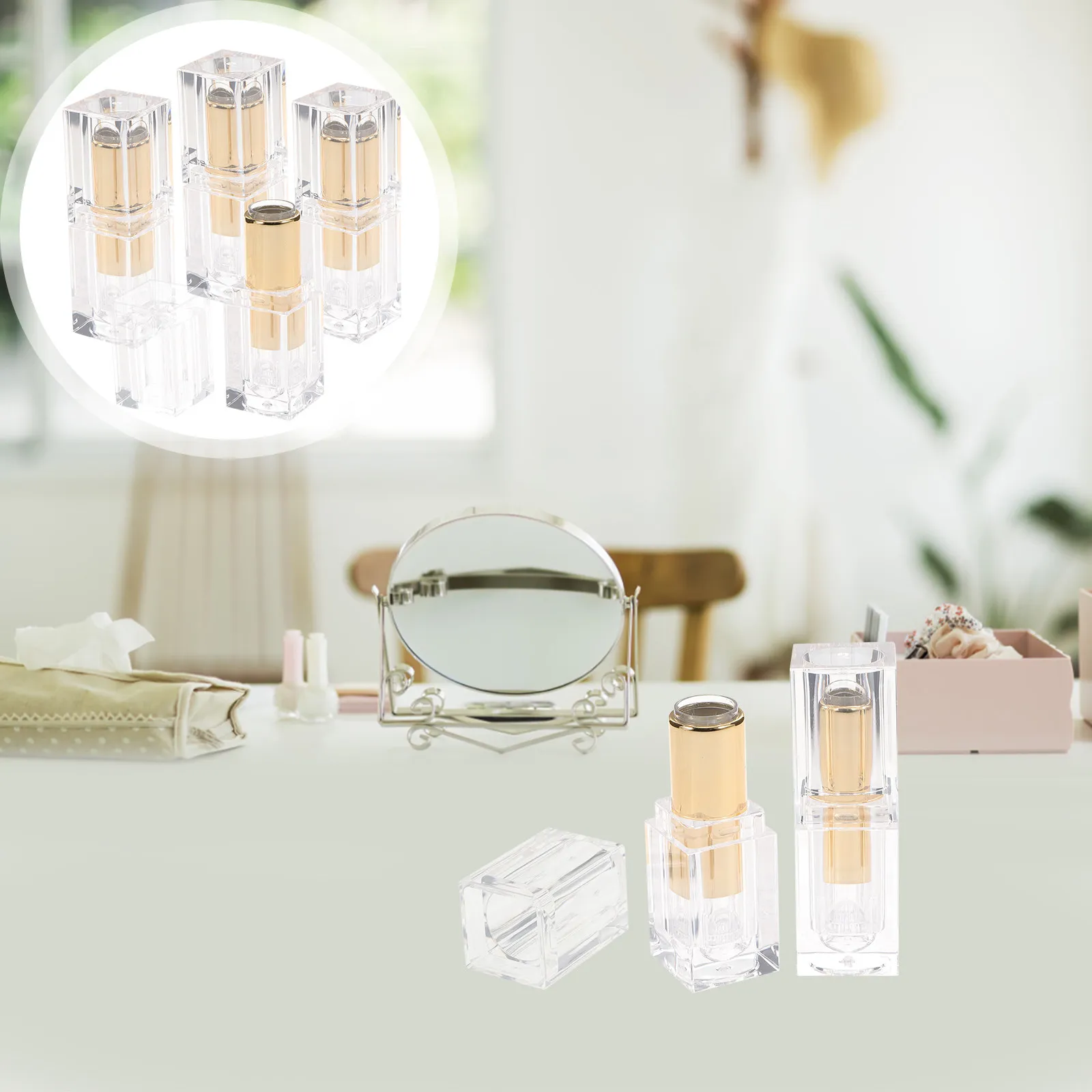 Lot de 4 Tubes à Rouge à Lèvres Vides Rechargeables, Portables, pour Baume à Lèvres DIY, Étui de Rangement Léger, Support de Maquillage de Voyage